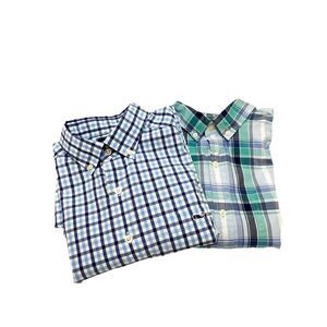 Lot Of 2 Vineyard Vines Slim Tucker Fit Blue Plaid Long Sleeve Shirts Size M